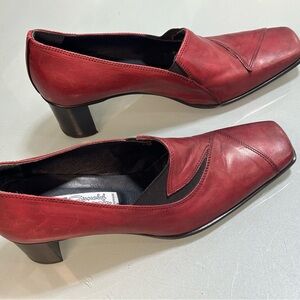 Handmade red heeled leather shoes size 7.5